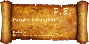 Petyko Bereniké névjegykártya